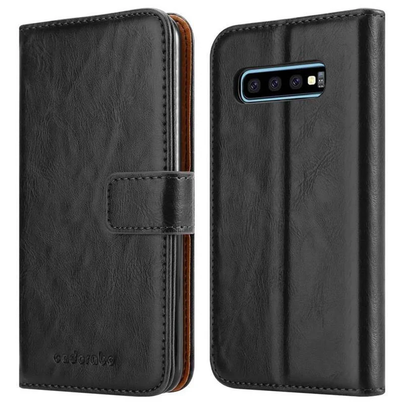 Cadorabo Hülle kompatibel mit Samsung Galaxy S10 PLUS Schutzhülle mit Magnetverschluss, Standfunktion und Kartenfach