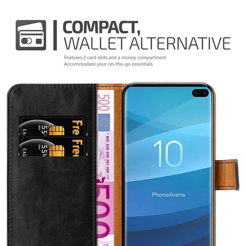 Cadorabo Hülle kompatibel mit Samsung Galaxy S10 PLUS Schutzhülle mit Magnetverschluss, Standfunktion und Kartenfach