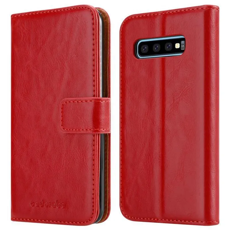 Cadorabo Hülle kompatibel mit Samsung Galaxy S10 PLUS Schutzhülle mit Magnetverschluss, Standfunktion und Kartenfach