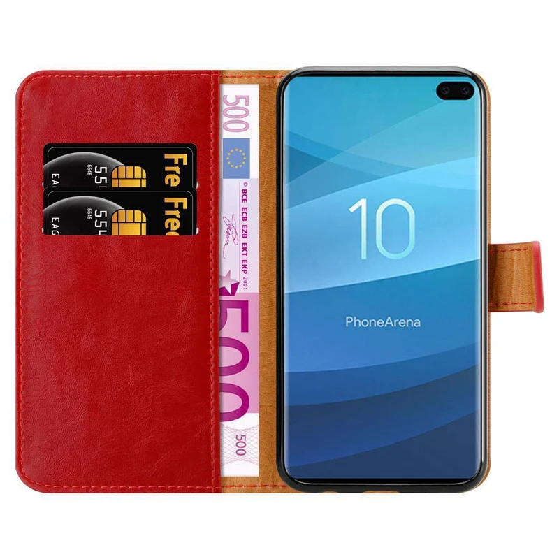 Cadorabo Hülle kompatibel mit Samsung Galaxy S10 PLUS Schutzhülle mit Magnetverschluss, Standfunktion und Kartenfach