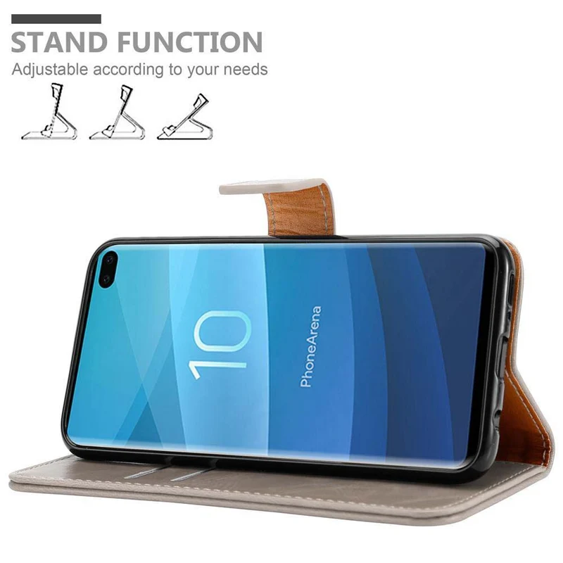 Cadorabo Hülle kompatibel mit Samsung Galaxy S10 PLUS Schutzhülle mit Magnetverschluss, Standfunktion und Kartenfach