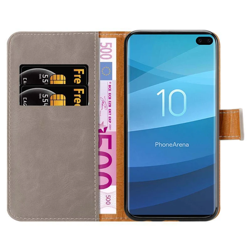 Cadorabo Hülle kompatibel mit Samsung Galaxy S10 PLUS Schutzhülle mit Magnetverschluss, Standfunktion und Kartenfach