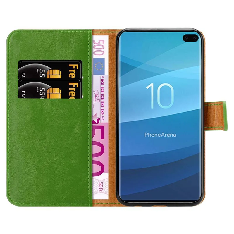 Cadorabo Hülle kompatibel mit Samsung Galaxy S10 PLUS Schutzhülle mit Magnetverschluss, Standfunktion und Kartenfach