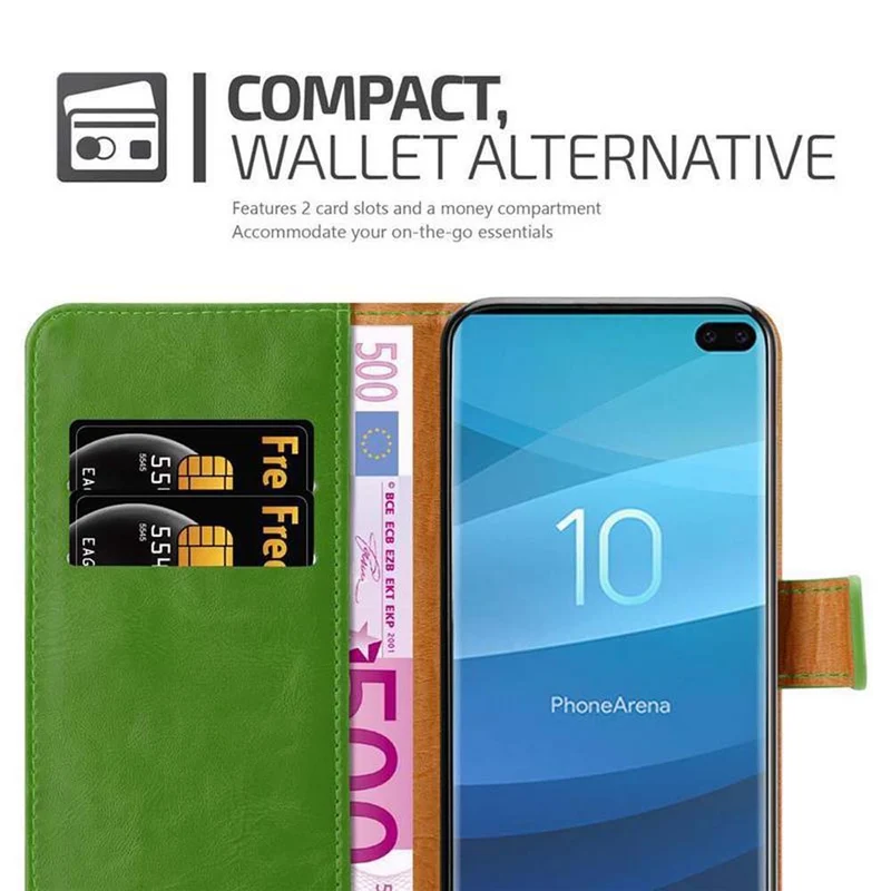Cadorabo Hülle kompatibel mit Samsung Galaxy S10 PLUS Schutzhülle mit Magnetverschluss, Standfunktion und Kartenfach