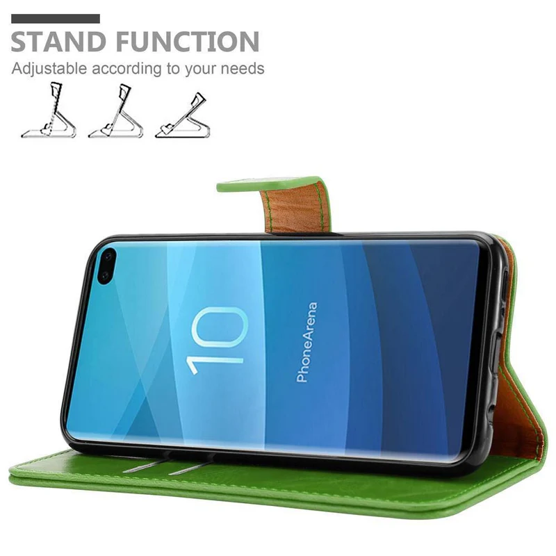 Cadorabo Hülle kompatibel mit Samsung Galaxy S10 PLUS Schutzhülle mit Magnetverschluss, Standfunktion und Kartenfach