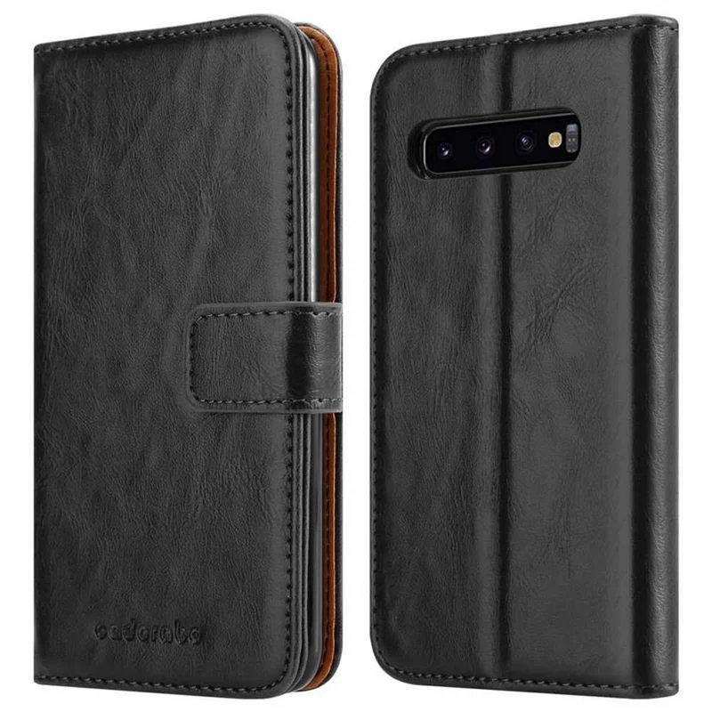 Cadorabo Hülle kompatibel mit Samsung Galaxy S10 4G Schutzhülle mit Magnetverschluss, Standfunktion und Kartenfach