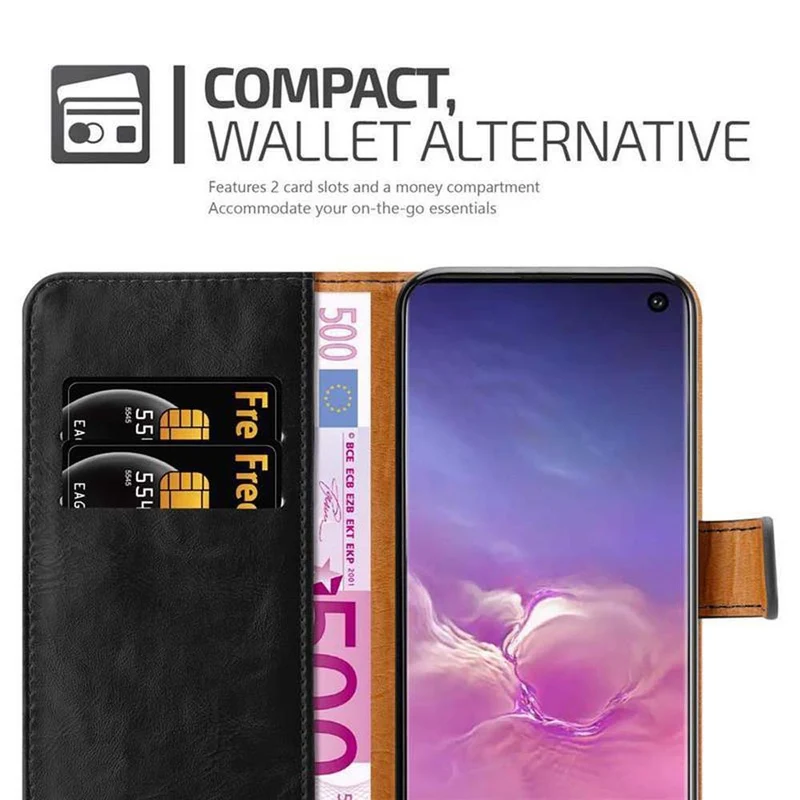 Cadorabo Hülle kompatibel mit Samsung Galaxy S10 4G Schutzhülle mit Magnetverschluss, Standfunktion und Kartenfach