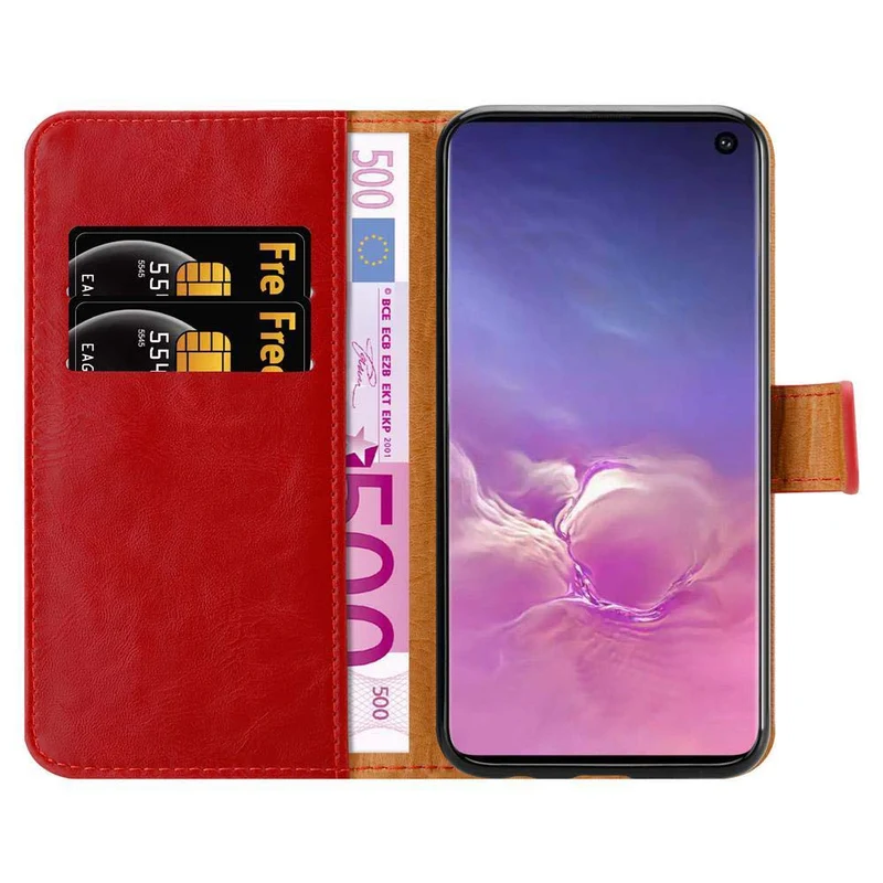 Cadorabo Hülle kompatibel mit Samsung Galaxy S10 4G Schutzhülle mit Magnetverschluss, Standfunktion und Kartenfach
