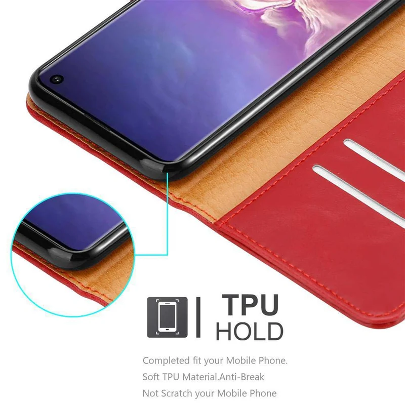 Cadorabo Hülle kompatibel mit Samsung Galaxy S10 4G Schutzhülle mit Magnetverschluss, Standfunktion und Kartenfach