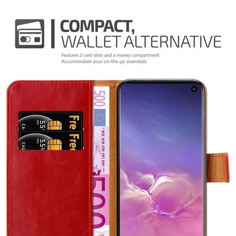 Cadorabo Hülle kompatibel mit Samsung Galaxy S10 4G Schutzhülle mit Magnetverschluss, Standfunktion und Kartenfach