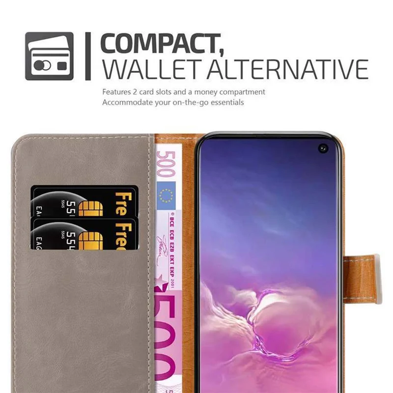 Cadorabo Hülle kompatibel mit Samsung Galaxy S10 4G Schutzhülle mit Magnetverschluss, Standfunktion und Kartenfach