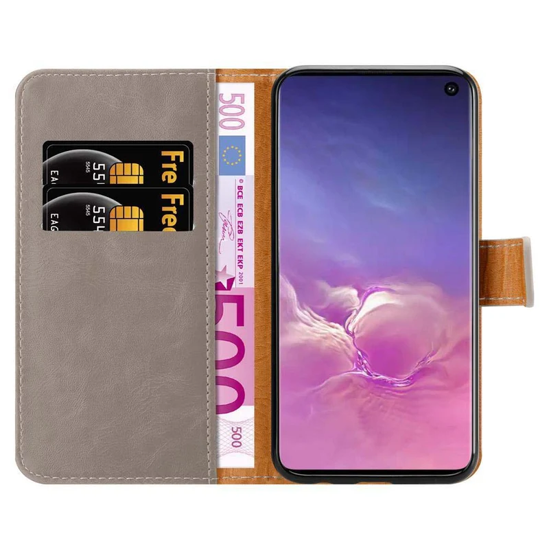 Cadorabo Hülle kompatibel mit Samsung Galaxy S10 4G Schutzhülle mit Magnetverschluss, Standfunktion und Kartenfach