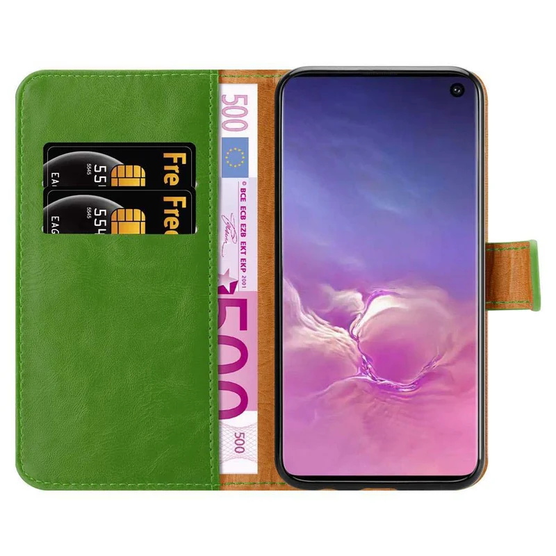 Cadorabo Hülle kompatibel mit Samsung Galaxy S10 4G Schutzhülle mit Magnetverschluss, Standfunktion und Kartenfach