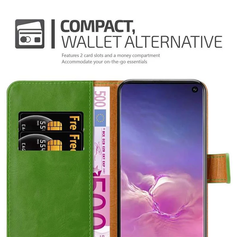 Cadorabo Hülle kompatibel mit Samsung Galaxy S10 4G Schutzhülle mit Magnetverschluss, Standfunktion und Kartenfach