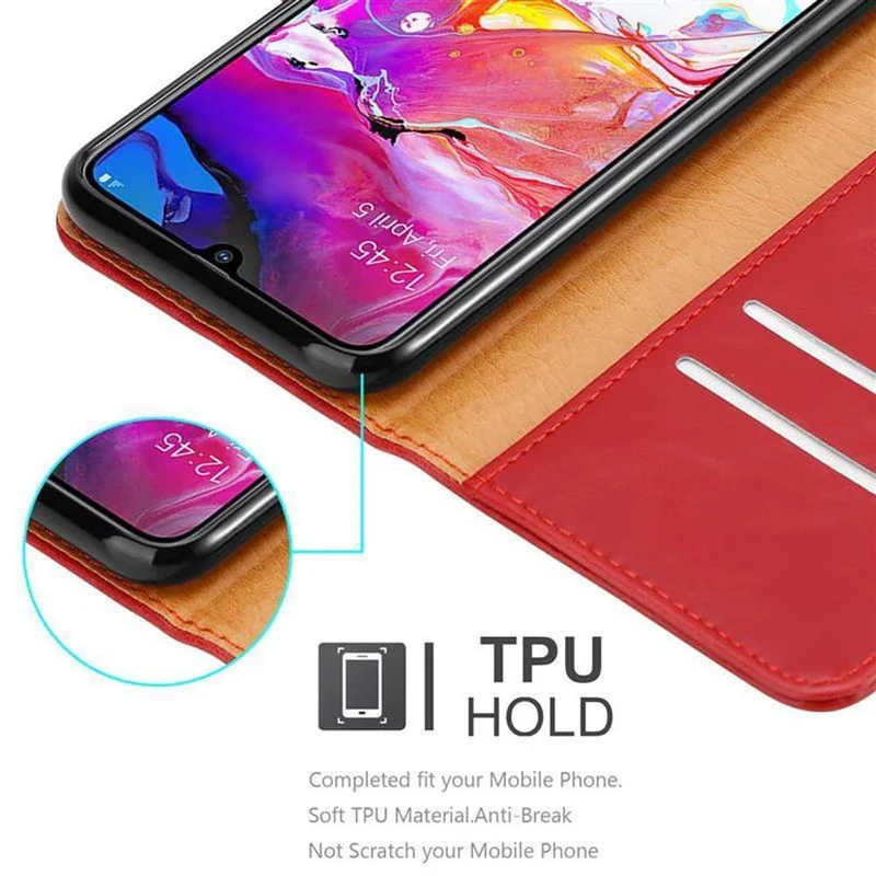 Cadorabo Hülle kompatibel mit Samsung Galaxy A70 / A70s Schutzhülle mit Magnetverschluss, Standfunktion und Kartenfach