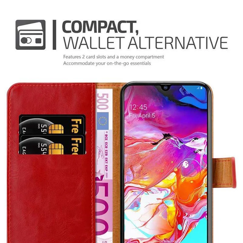 Cadorabo Hülle kompatibel mit Samsung Galaxy A70 / A70s Schutzhülle mit Magnetverschluss, Standfunktion und Kartenfach