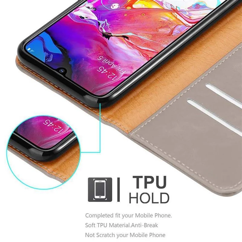Cadorabo Hülle kompatibel mit Samsung Galaxy A70 / A70s Schutzhülle mit Magnetverschluss, Standfunktion und Kartenfach