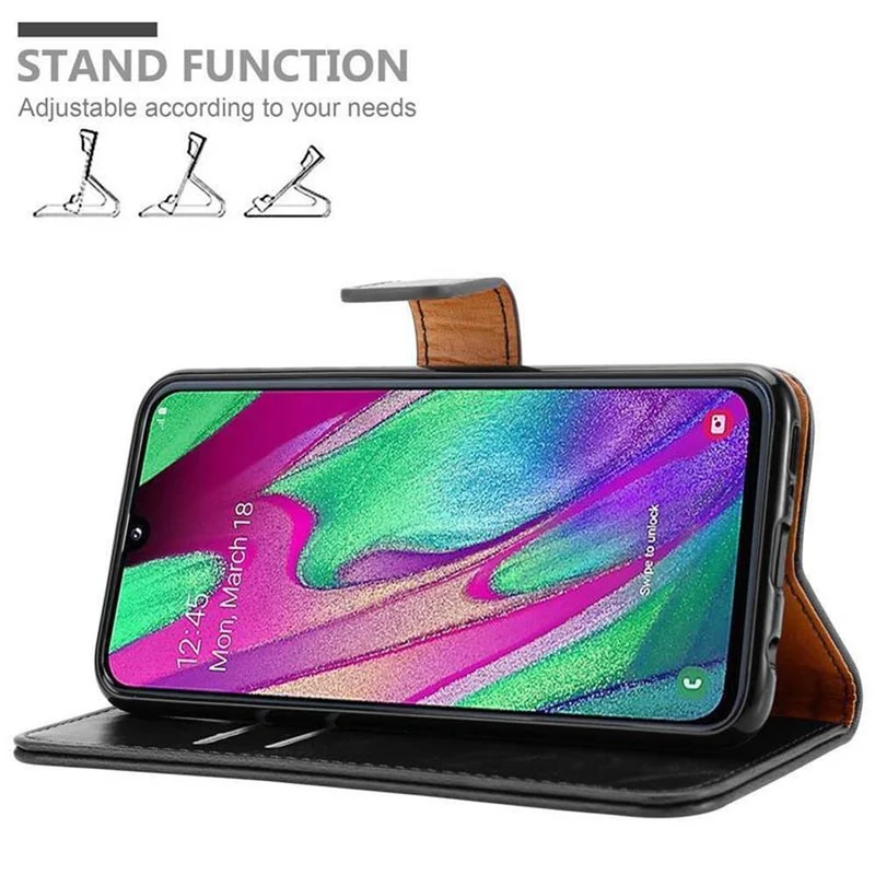 Cadorabo Hülle kompatibel mit Samsung Galaxy A40 Schutzhülle mit Magnetverschluss, Standfunktion und Kartenfach