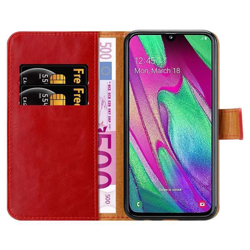 Cadorabo Hülle kompatibel mit Samsung Galaxy A40 Schutzhülle mit Magnetverschluss, Standfunktion und Kartenfach
