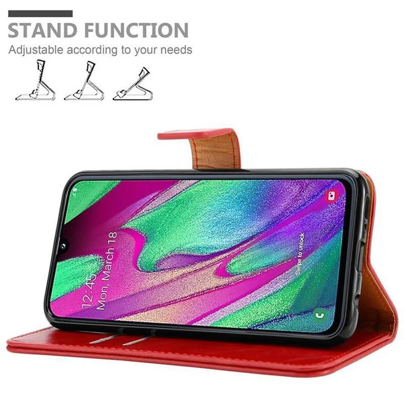 Cadorabo Hülle kompatibel mit Samsung Galaxy A40 Schutzhülle mit Magnetverschluss, Standfunktion und Kartenfach