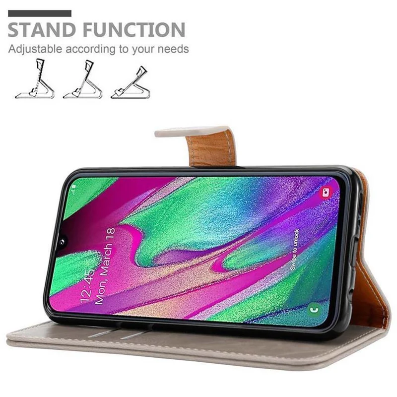 Cadorabo Hülle kompatibel mit Samsung Galaxy A40 Schutzhülle mit Magnetverschluss, Standfunktion und Kartenfach