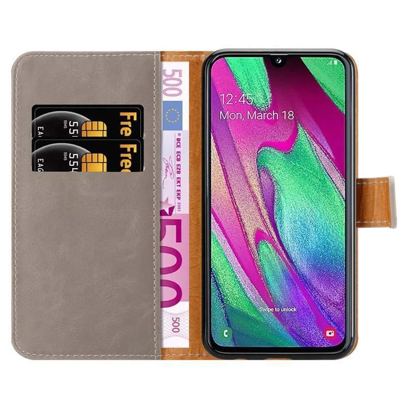 Cadorabo Hülle kompatibel mit Samsung Galaxy A40 Schutzhülle mit Magnetverschluss, Standfunktion und Kartenfach