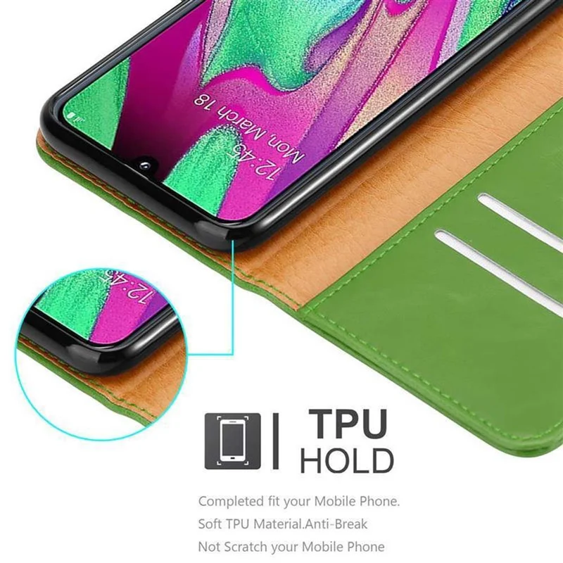 Cadorabo Hülle kompatibel mit Samsung Galaxy A40 Schutzhülle mit Magnetverschluss, Standfunktion und Kartenfach
