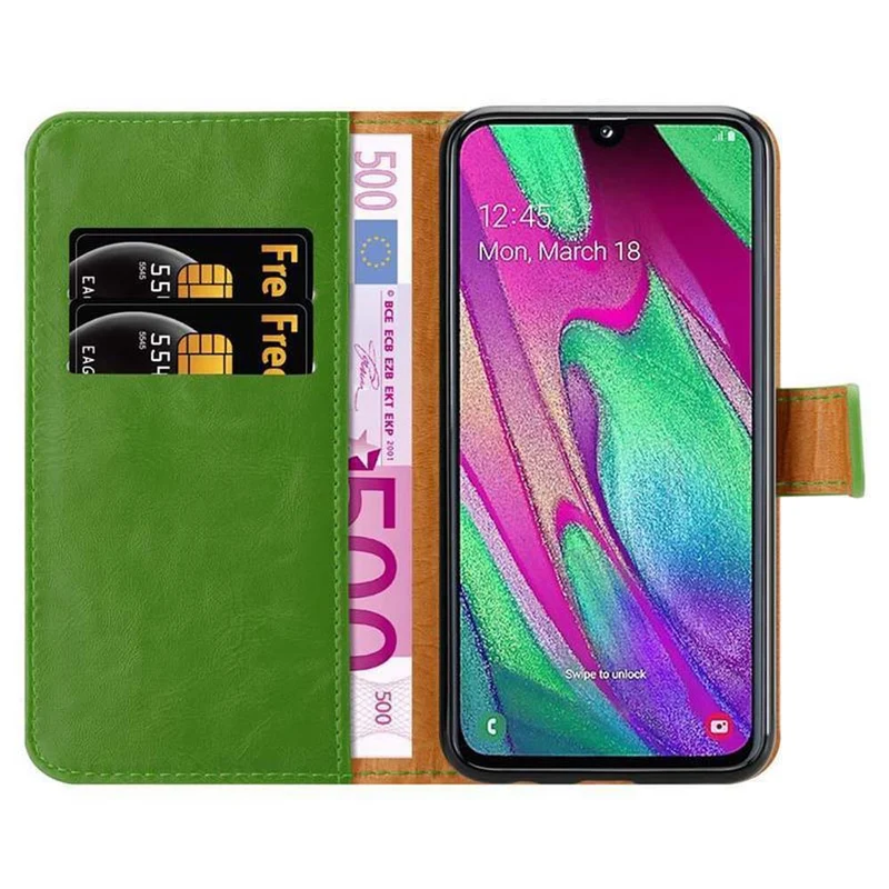 Cadorabo Hülle kompatibel mit Samsung Galaxy A40 Schutzhülle mit Magnetverschluss, Standfunktion und Kartenfach