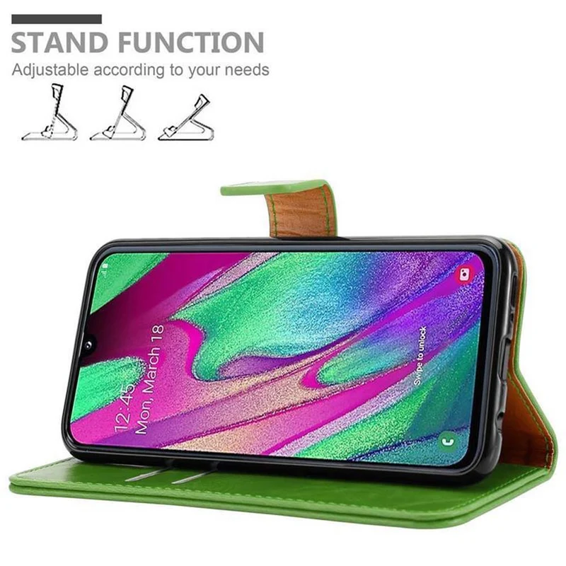 Cadorabo Hülle kompatibel mit Samsung Galaxy A40 Schutzhülle mit Magnetverschluss, Standfunktion und Kartenfach