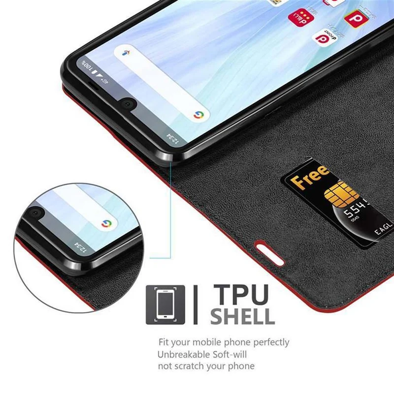 Cadorabo Hülle kompatibel mit Sharp Aquos R3 Schutzhülle mit Magnetverschluss, Standfunktion und Kartenfach
