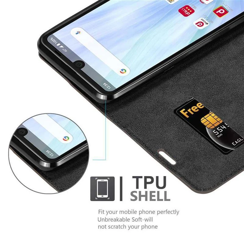 Cadorabo Hülle kompatibel mit Sharp Aquos R3 Schutzhülle mit Magnetverschluss, Standfunktion und Kartenfach