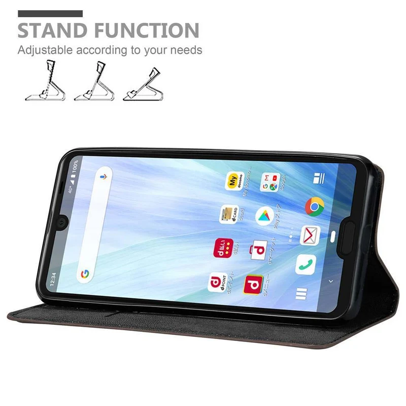 Cadorabo Hülle kompatibel mit Sharp Aquos R3 Schutzhülle mit Magnetverschluss, Standfunktion und Kartenfach