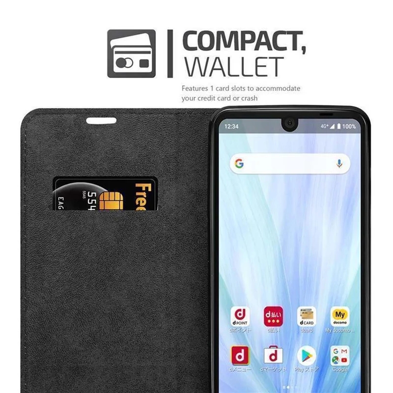 Cadorabo Hülle kompatibel mit Sharp Aquos R3 Schutzhülle mit Magnetverschluss, Standfunktion und Kartenfach