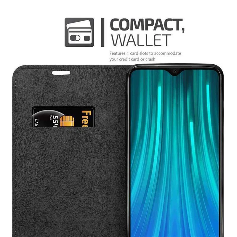 Cadorabo Hülle kompatibel mit Xiaomi RedMi NOTE 8 PRO Schutzhülle mit Magnetverschluss, Standfunktion und Kartenfach