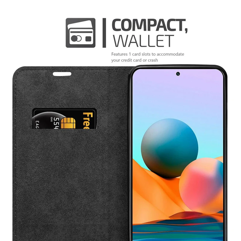 Cadorabo Hülle kompatibel mit Xiaomi RedMi NOTE 10 4G / RedMi NOTE 10S Schutzhülle mit Magnetverschluss, Standfunktion und Kartenfach