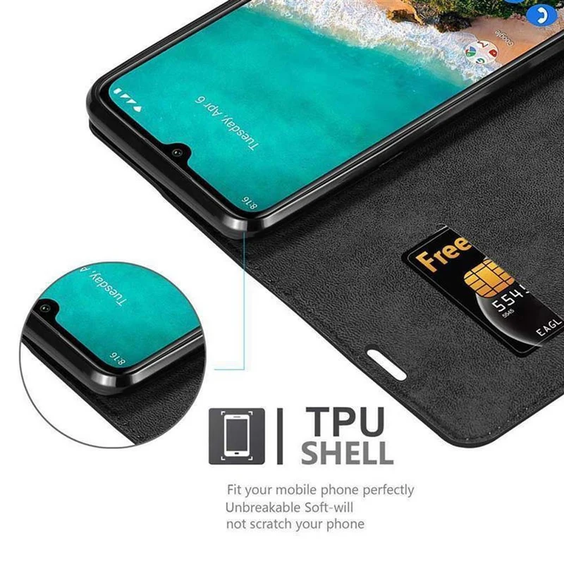 Cadorabo Hülle kompatibel mit Xiaomi Mi CC9 Schutzhülle mit Magnetverschluss, Standfunktion und Kartenfach