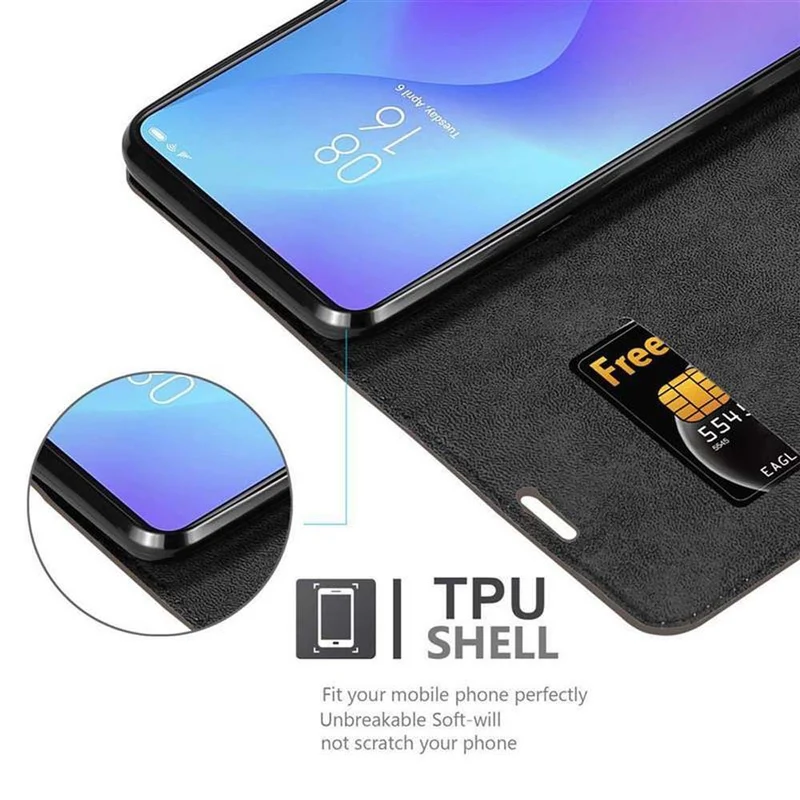 Cadorabo Hülle kompatibel mit Xiaomi Mi 9T / Mi 9T PRO / RedMi K20 / RedMi K20 PRO Schutzhülle mit Magnetverschluss, Standfunktion und Kartenfach