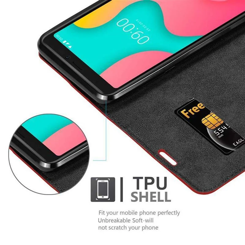 Cadorabo Hülle kompatibel mit WIKO Y60 Schutzhülle mit Magnetverschluss, Standfunktion und Kartenfach