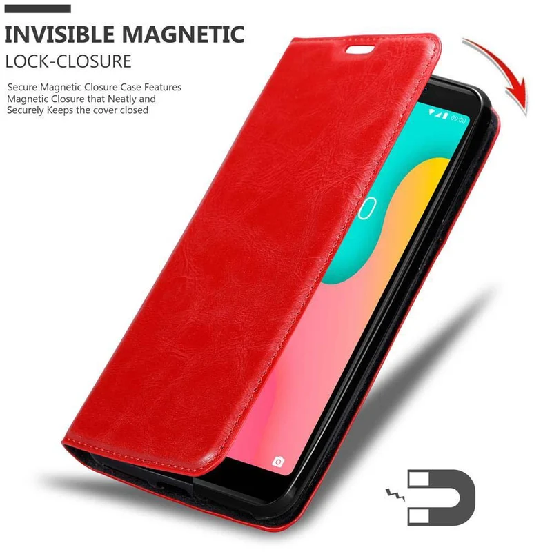 Cadorabo Hülle kompatibel mit WIKO Y60 Schutzhülle mit Magnetverschluss, Standfunktion und Kartenfach