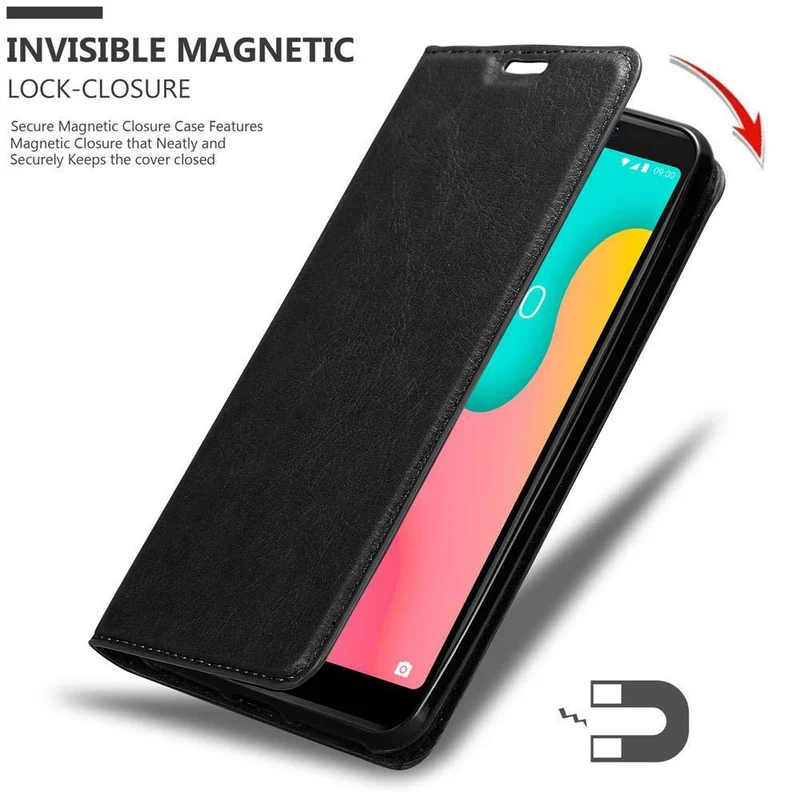Cadorabo Hülle kompatibel mit WIKO Y60 Schutzhülle mit Magnetverschluss, Standfunktion und Kartenfach