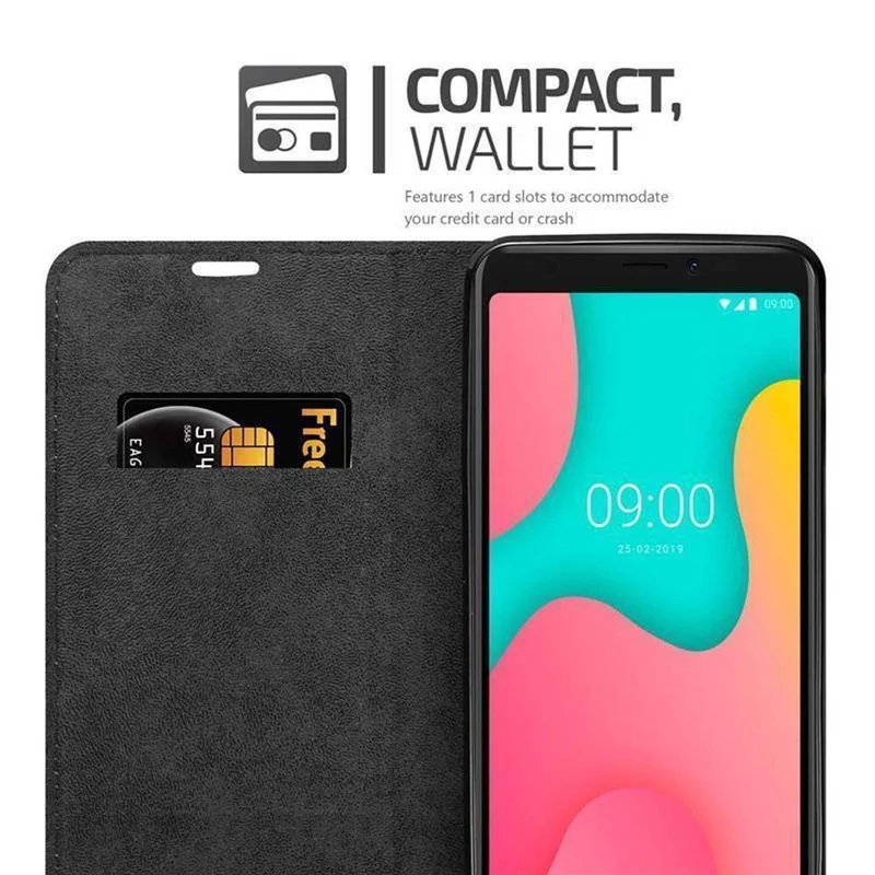 Cadorabo Hülle kompatibel mit WIKO Y60 Schutzhülle mit Magnetverschluss, Standfunktion und Kartenfach