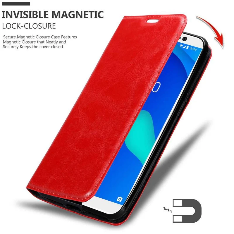 Cadorabo Hülle kompatibel mit WIKO Y80 Schutzhülle mit Magnetverschluss, Standfunktion und Kartenfach