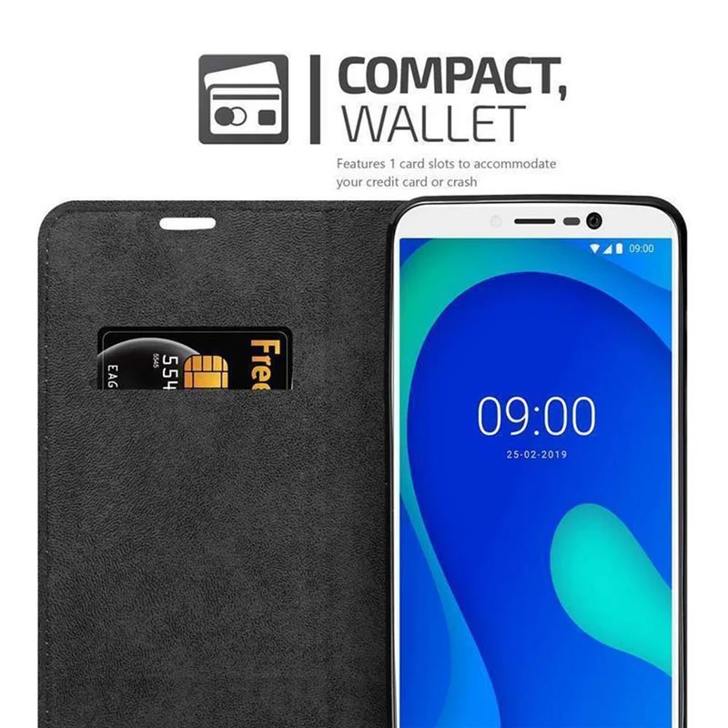 Cadorabo Hülle kompatibel mit WIKO Y80 Schutzhülle mit Magnetverschluss, Standfunktion und Kartenfach