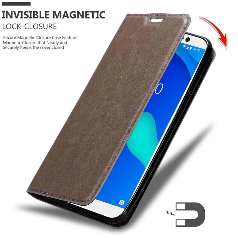 Cadorabo Hülle kompatibel mit WIKO Y80 Schutzhülle mit Magnetverschluss, Standfunktion und Kartenfach
