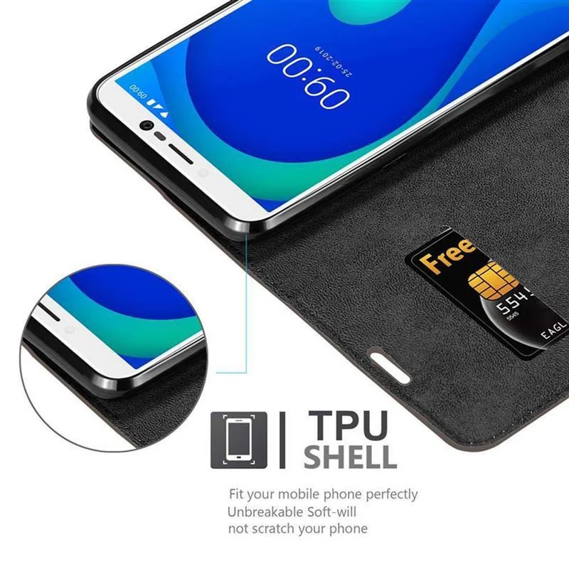 Cadorabo Hülle kompatibel mit WIKO Y80 Schutzhülle mit Magnetverschluss, Standfunktion und Kartenfach