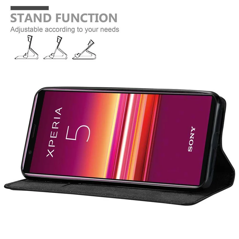 Cadorabo Hülle kompatibel mit Sony Xperia 5 Schutzhülle mit Magnetverschluss, Standfunktion und Kartenfach