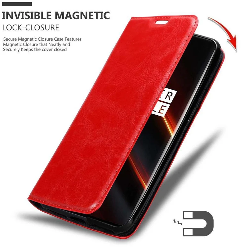 Cadorabo Hülle kompatibel mit OnePlus 7T PRO Schutzhülle mit Magnetverschluss, Standfunktion und Kartenfach