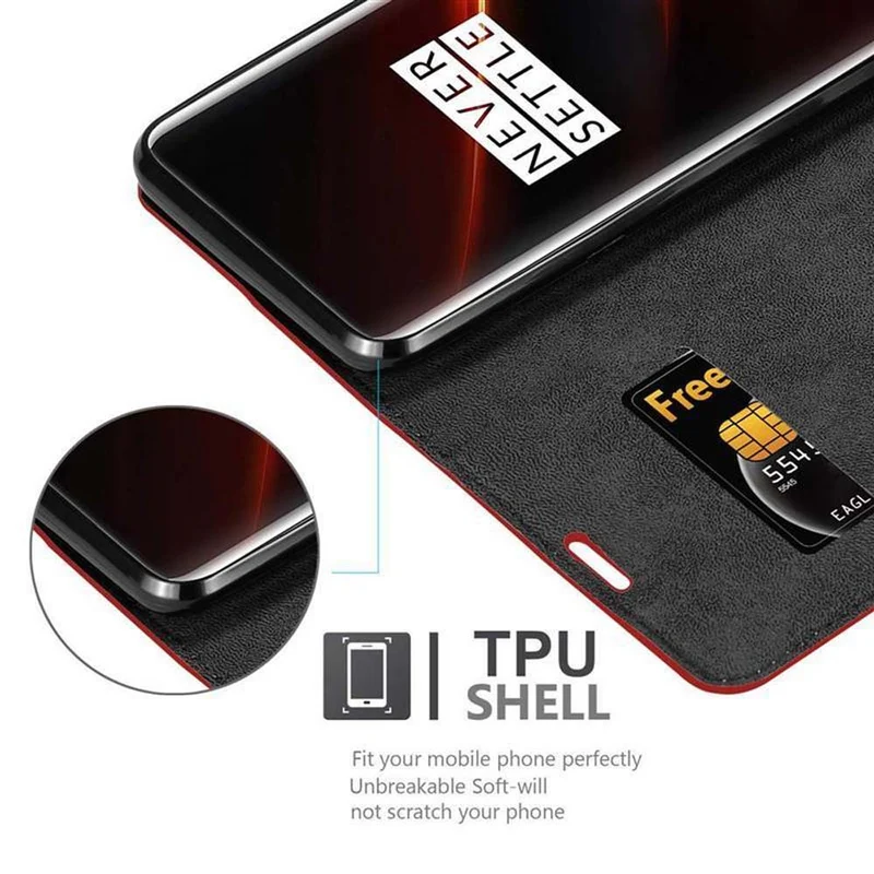 Cadorabo Hülle kompatibel mit OnePlus 7T PRO Schutzhülle mit Magnetverschluss, Standfunktion und Kartenfach