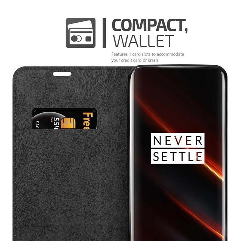 Cadorabo Hülle kompatibel mit OnePlus 7T PRO Schutzhülle mit Magnetverschluss, Standfunktion und Kartenfach