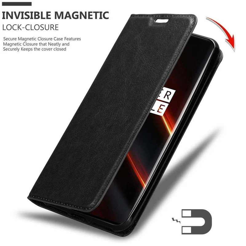 Cadorabo Hülle kompatibel mit OnePlus 7T PRO Schutzhülle mit Magnetverschluss, Standfunktion und Kartenfach